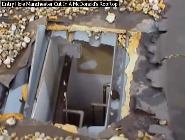 Hole Manchester Cut In A McDonald's Rooftop