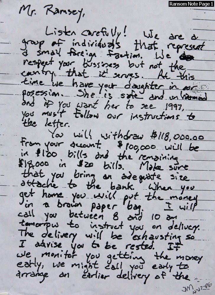 Ransom Note Page 1
